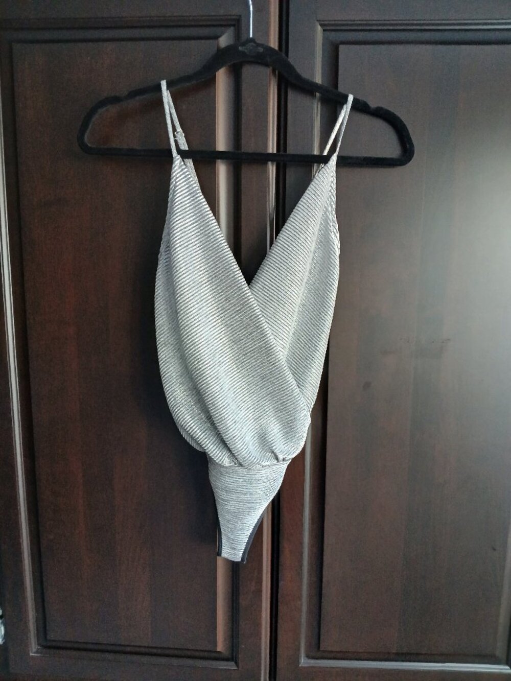 bebe Size S Silver Tank Bodysuit